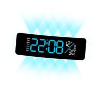 yanwuwa Horloge murale numérique LED avec coque noire et patte bleue