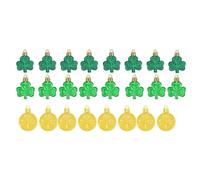 yanwuwa Lot de 24 trèfles décoratifs pour sapin de Noël et mini trèfles Vert porte-bonheur irlandais