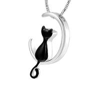 yanwuwa Magnifique bijou commémoratif pour animaux perdus avec pendentif lune pour stocker les cendres ou les cheveux dans un pendentif lunes en acier inoxydable robuste