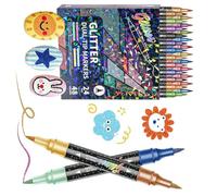 yanwuwa Marqueurs acryliques à paillettes double couleur avec pointes de pinceau douces pour enfants, dessin et loisirs créatifs, stylos aquarelle