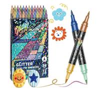 yanwuwa Marqueurs acryliques à paillettes double couleur avec pointes de pinceau douces pour enfants, dessin et loisirs créatifs, stylos aquarelle