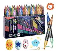 yanwuwa Marqueurs acryliques à paillettes double couleur avec pointes de pinceau douces pour enfants, dessin et loisirs créatifs, stylos aquarelle