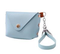 yanwuwa Porte-monnaie en cuir pour femme, pochette pratique, porte-clés, dragonne, porte-cartes, petit porte-monnaie en polyuréthane, bleu lac