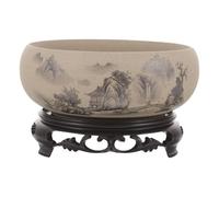 yanwuwa Pot hydroponique chinois en céramique artistique avec motif aquarelle pour la croissance des racines, conteneur de plantes stable et lourd