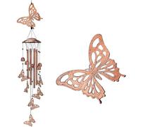 yanwuwa Son de vent en métal en forme de papillon pour décoration extérieure en fer forgé, installation facile, carillon d'anniversaire