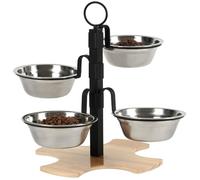 yanwuwa Station d'alimentation ergonomique pour animaux de compagnie avec quatre gamelles résistantes aux éclaboussures réglables en hauteur pour toutes les races et tailles de chiens et chats Gamelle