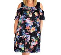 yanwuwa Taille à Manches Courtes col Rond épaule Froide Robe Vintage imprimé Fleuri Vacances Plage Robe d ' été Ample Femmes Robes Florales décontracté été