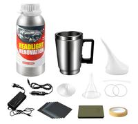 Yanxinanty Kit de Rénovation de Phares Automobile, 800g Solution de Polissage, Accessoires Complets, Ponçage et Restauration