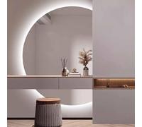 YANXIR Miroir de Salle de Bain Intelligent à LED 3 Couleurs, Miroir de Maquillage Demi Lune, Miroir Mural Anti-buée à Interrupteur Tactile, Miroir Pleine Longueur à Intensité Variable 120x80cm