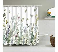 Yanyan Art Encre Fleur et Feuilles Rideaux de Douche Plantes Feuilles Polyester Tissus Salle de Bain Rideau avec Crochets décor à la Maison écran de Bain 120x230cm/WxH