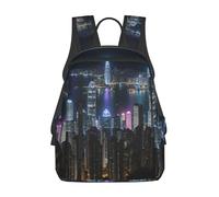 YANYU Aerial Night Of View Hong Kong Impression Quotidien Essentiels Simple Léger Décontracté Sac à dos Compact Pliable Voyage Sac à dos