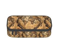 YANYU Ancient Map World Globe Print Trousse à crayons 21,6 x 5,1 x 9,4 cm pour stylos, crayons, petits articles, noir, taille unique, Noir , Taille unique