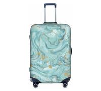 Yanyu Azurite Housse de protection universelle élastique lavable pour bagage adulte Bleu sarcelle et feuille d'or, blanc, Large
