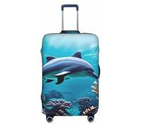 Yanyu Beautiful Underwater World Dolphins Coral Print Housse de protection élastique lavable pour bagage de voyage pour adulte, blanc, Medium
