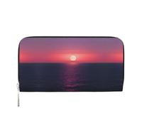 YANYU Bright Moon at Sea Portefeuille en cuir imprimé hippie pour femme Style décontracté et voyage, noir, One Size, Art