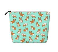 YANYU Corgi Trousse de maquillage imperméable à une seule couche Motif chien mignon Organiseur de voyage Cosmétique Grande capacité, noir, One Size