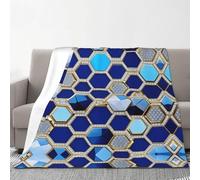 YANYU Couverture chaude et confortable à motifs de diamants et hexagones bleus pour canapé, chambre à coucher, anniversaire, toutes les saisons