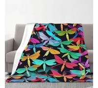 YANYU Couverture chaude et confortable avec imprimé libellules mignonnes - 177,8 x 203,2 cm - Pour canapé, chambre à coucher, anniversaire, toutes saisons