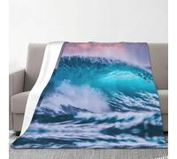 YANYU Couverture chaude et confortable avec motif vagues d'océan bleu, 177 x 201 cm, pour canapé, chambre à coucher, anniversaire, toutes les saisons