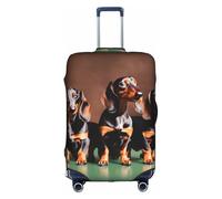 Yanyu Dachshund Weiner Housse de valise universelle élastique lavable avec imprimé chien Protection de bagage de voyage pour adulte, blanc, S
