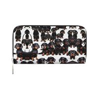 YANYU Dachshund Weiner Portefeuille en cuir imprimé chien pour femme Style décontracté et voyage, noir, One Size, Art