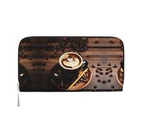 YANYU Delicious Portefeuille en cuir imprimé café pour femme Style décontracté et voyage, noir, One Size, Art
