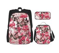 YANYU Flamingo Floral Imprimer Trousse Léger Décontracté Mode Sac à Dos Sac à Dos Sac à Dos Sac à Dos Grande Capacité Sac de Voyage, Noir, Taille Unique, Noir, Noir, taille unique