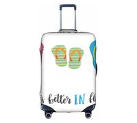 Yanyu Flip Flops Calligraphie Chaussures de plage Imprimé Housse de Valise Universelle Élastique Lavable Voyage Bagage Protecteur Bagage Adulte, blanc, Medium