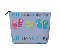 YANYU Flip Flops Calligraphie Chaussures de plage Imprimée Trousse de maquillage monocouche Étanche Voyage Cosmétique Organisateur Grande Capacité, noir, One Size