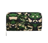YANYU Green Army Portefeuille en cuir imprimé camouflage numérique pour femme Style décontracté et voyage, noir, One Size, Art