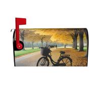 YANYU Housse de boîte aux lettres magnétique imperméable avec motif arbre d'automne avec vieux vélo vieilli pour décoration de maison et de jardin