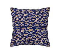 YANYU Housse de coussin carrée décorative avec fermeture éclair invisible pour salon, entretien facile, motif poissons sous-marins