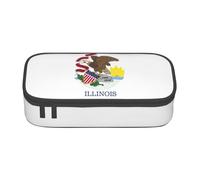 YANYU Illinois State Flag Print Convenience Trousse 8,3 x 2 x 3,7 pouces Style pour stylos, crayons, petits objets, Noir, Taille unique, Noir, One size