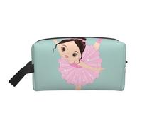 YANYU Little Ballerina Dancing Girl Trousse de toilette de voyage à fermeture éclair avec poignées Organiseur de cosmétiques portable, blanc, One Size