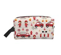 YANYU Little Boys and Girls in Firefighters Print Trousse de toilette de voyage à fermeture éclair avec poignées Organiseur cosmétique portable, blanc, One Size