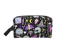 YANYU Magic Witchcraft Trousse de toilette de voyage à fermeture éclair avec poignées Organiseur cosmétique portable Motif sorcière bohème, blanc, One Size