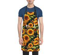 YANYU Magnifique tablier de cuisine imprimé tournesol 71 x 83 cm, tablier de chef élégant avec poches pour la cuisine, la pâtisserie, la peinture
