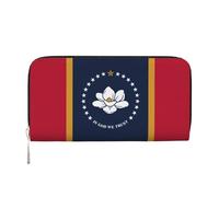 YANYU Mississippi Portefeuille en cuir imprimé drapeau de l'État du Mississippi pour femme Style décontracté et voyage, noir, One Size, Art