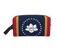 YANYU Mississippi State Flag Print Trousse de toilette de voyage à fermeture éclair avec poignées Organiseur cosmétique portable, blanc, One Size