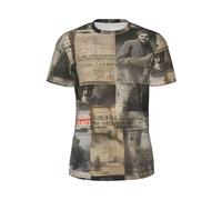 YANYU Newspaper Hd Print Hommes Confort Manches Courtes T-shirt Léger Mode Gym Running Casual Wear, Noir/blanc, M
