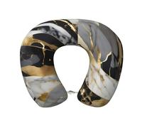 YANYU Oreiller de luxe en mousse à mémoire de forme en forme de U avec imprimé marbre pour adultes