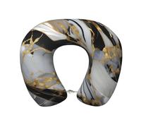 YANYU Oreiller en mousse à mémoire de forme en forme de U, motif marbre de luxe, pour adultes, articles essentiels de voyage