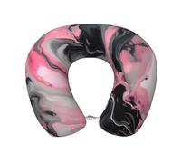 YANYU Oreiller en mousse à mémoire de forme en U avec encre abstraite rose, gris, marbre et imprimé artistique