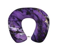 YANYU Oreiller fonctionnel en mousse à mémoire de forme en U avec imprimé marbre violet pour adultes, articles essentiels de voyage