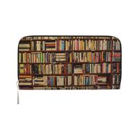 YANYU Portefeuille à main en cuir avec imprimé étagère soignée pour femme, style décontracté et voyage, pour toutes les occasions, noir, One Size, Art