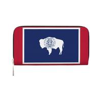 YANYU Portefeuille à main en cuir imprimé drapeau de l'État du Wyoming pour femme, style décontracté et voyage, pour toutes les occasions, noir, One Size, Art