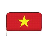 YANYU Portefeuille à main en cuir imprimé drapeau vietnamien pour femme, style décontracté et voyage, pour toutes les occasions, noir, One Size, Art