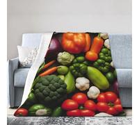 YANYU Présentation de divers légumes imprimés toutes saisons couverture en flanelle climatisation couverture pour lit, camping, voyage