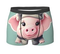 YANYU Slip élégant imprimé cochon mignon pour homme respirant extensible léger confortable à porter toute la journée, Noir, XXL