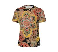 YANYU T-shirt africain textile patchwork imprimé pour homme confortable à manches courtes tendance léger Gym Running Casual Wear, Noir/blanc, L